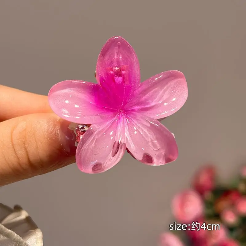 2pcs 4cm Small Hairpin Hair Claw Clip Hairwear Bohemia Colored Plumeria Flower Acrylic Hair Clip Women Girls Sweet Hairpin