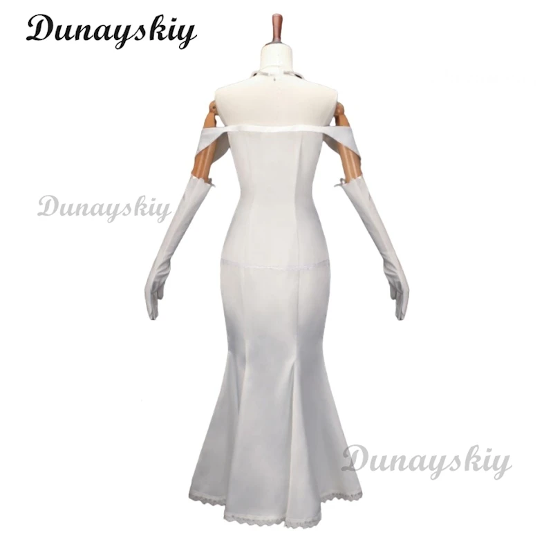 إعادة: صفر إميليا تأثيري مجموعة كاملة أنيمي دقيقة فستان أبيض قفازات قلادة المرأة تحجيم مخصص هالوين/لعب الأدوار/المناسبة