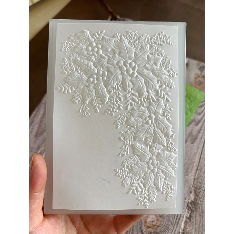 The New And Thriving 3d Embossed Plastic Folder And Mold With Holly Corners For Card Making, Scrapbook Paper, Diy Decorative Pro