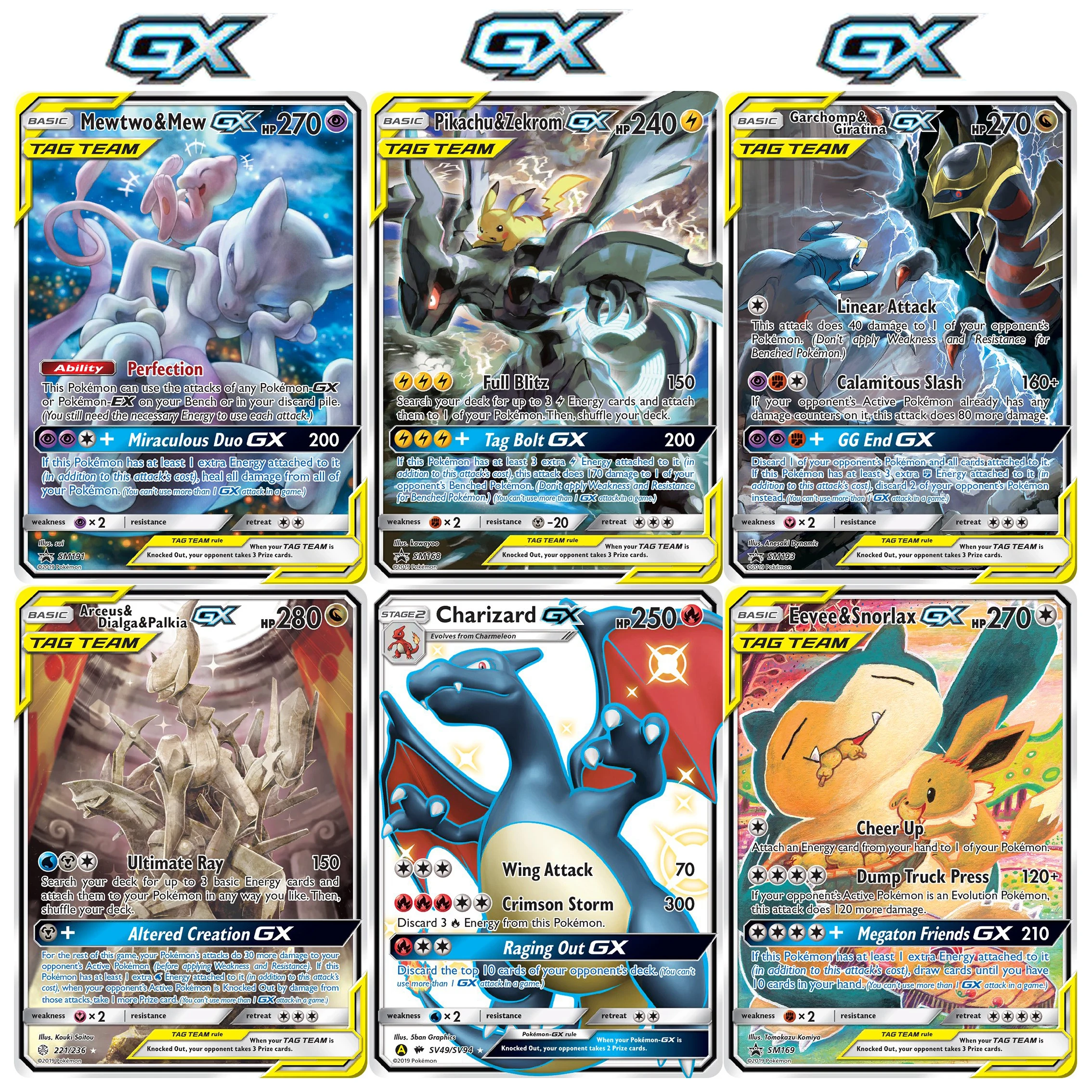 

PTCG Proxy PKM Gx Set Cards Eevee&Snorlax Pikachu&Zekrom GX - SM168 - Sun & Moon Ultra Rare Holo Promo DIY FOIL Card