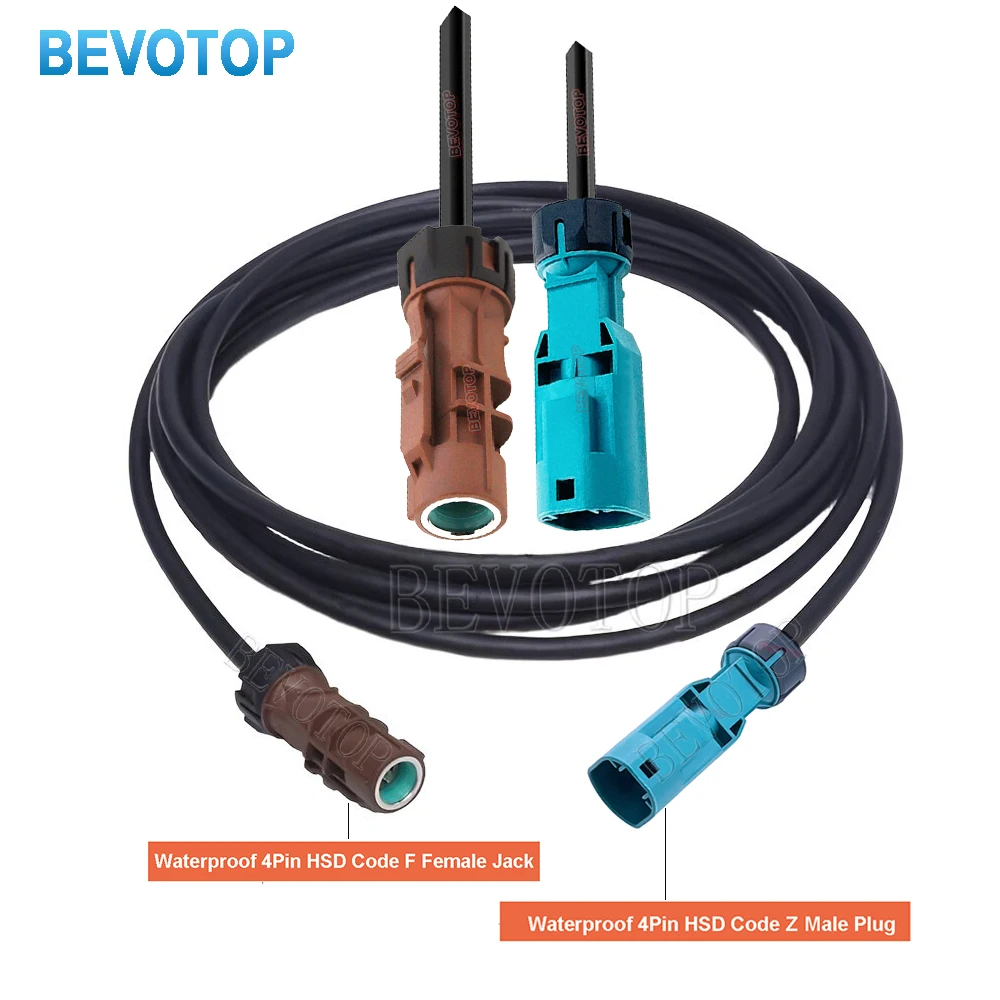 1PCS 4-Core 535 Cable Waterproof LVDS HSD Video Line Brown F Female to Water Blue Z Male Plug High Speed Wire Harness for Auto