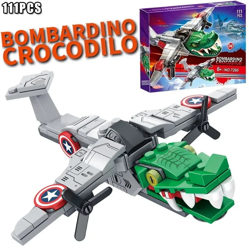 Jouet robot bloc de construction : modèles de figurines d'action Matchstick & Shark |   Jouet d'assemblage pour garçons, cadeau d'anniversaire en bloc de construction