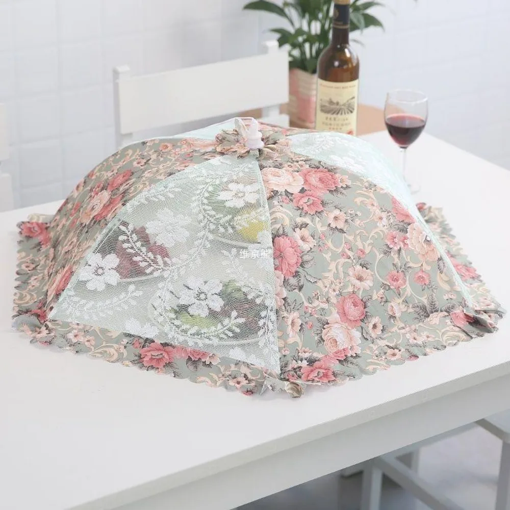 Dustproof Mesh Food Cover Umbrella Shape Fly Proof Stain Proof Table Cover Lace Mesh Folding Vegetable Cover Kitchen Gadgets