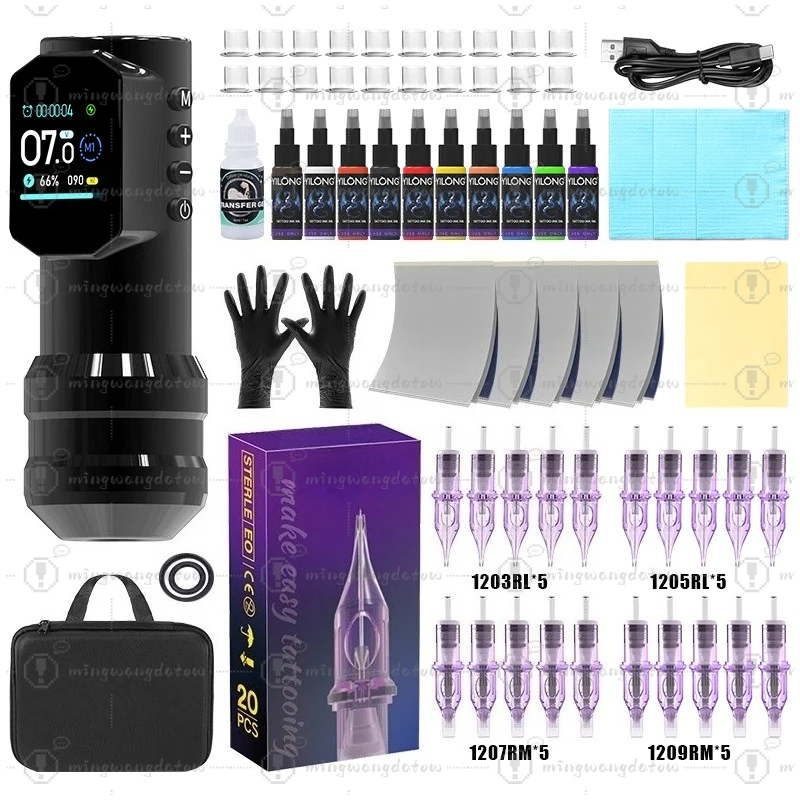 Tarter Tattoo Machine Set, All-in-one Tattoo Pen Kit with Cartridge Needles and Color Ink