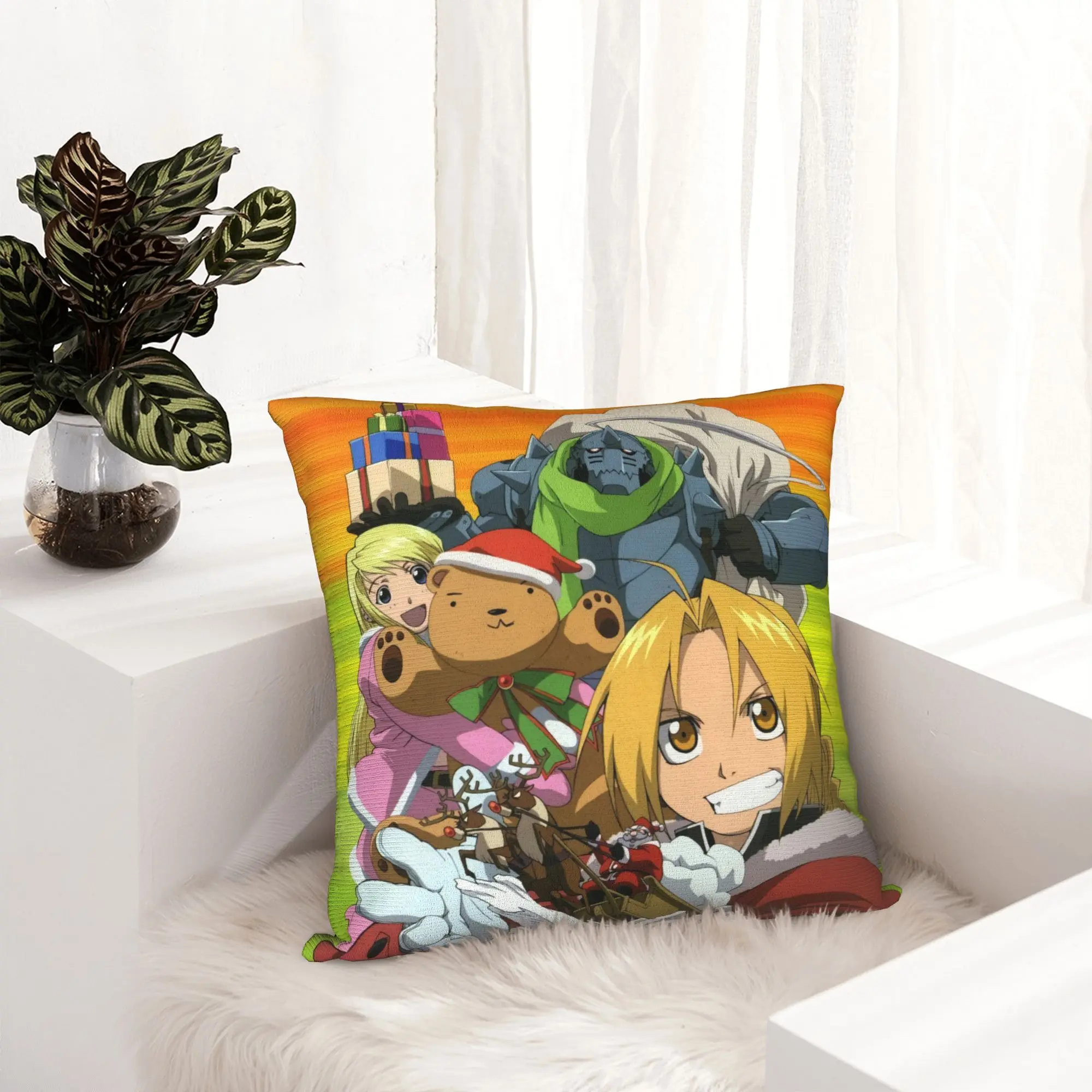 Fullmetal Alchemist Anime Edward Pillowcase Printing Polyester Cushion Cover Decorations  Pillow Case Cover Home Square 18''