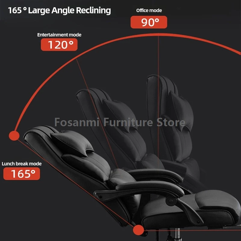 Cadeiras giratórias para jogos em casa, couro moderno, escritório, computador, encosto de cabeça ajustável, simples, estudo, escrita, cadeira com apoio para os pés