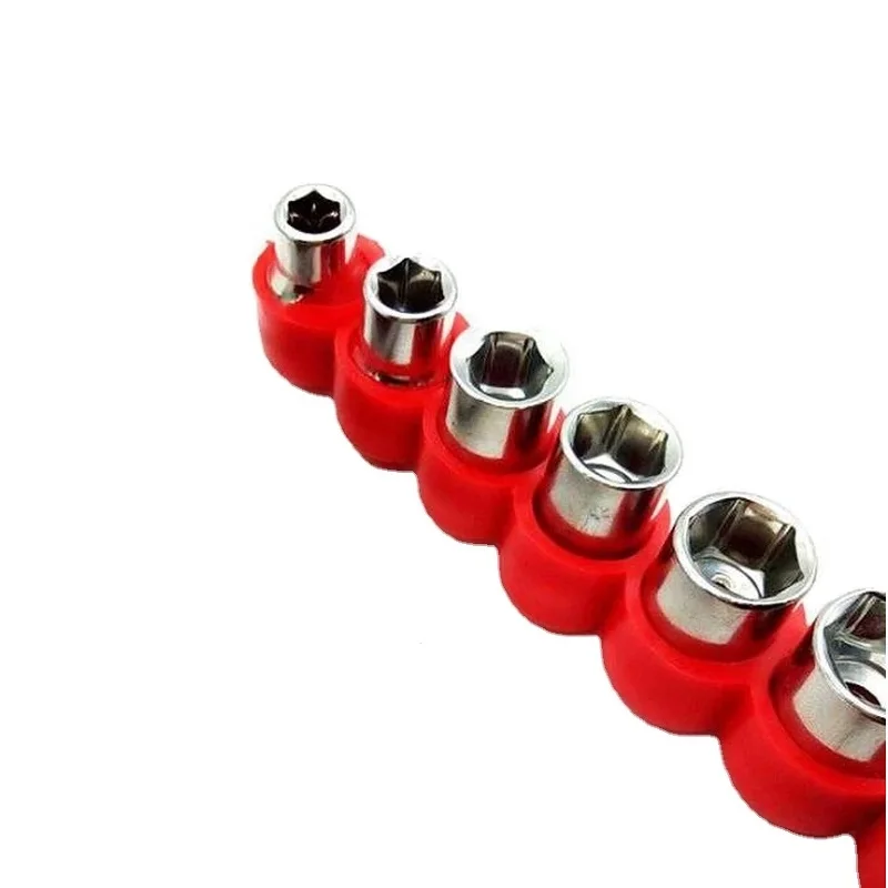 8pc1/4 Socket Wrench Head Set With Holder  Drive Hex Bit Socket Set Socket Wrench Adapter 5/6/7/8/9/10/11/12mm
