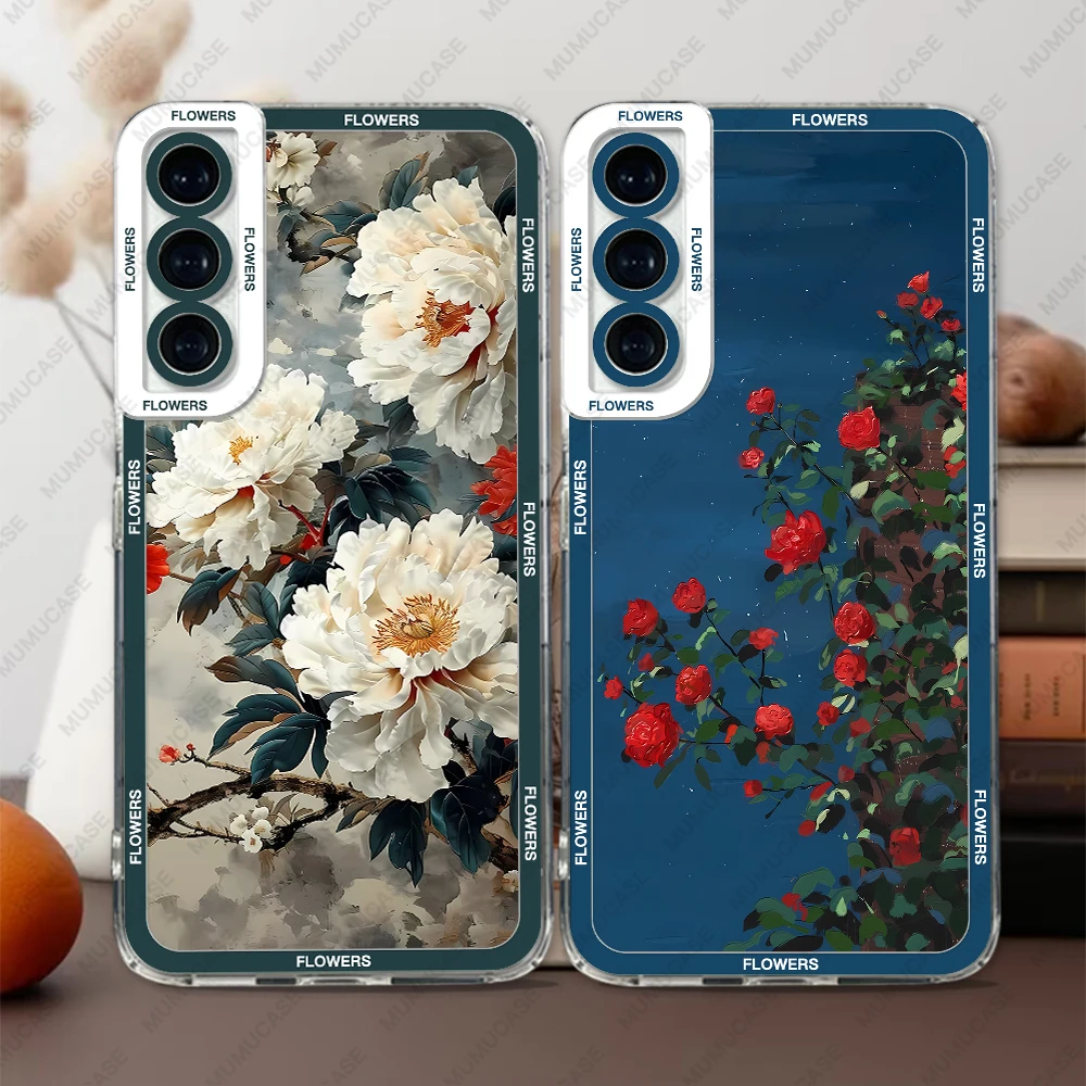 Phone Case For Samsung Galaxy A14 A21S A22 A24 A50 A31 A32 A33 A34 A51 A52 A53 A54 A71 A72 A73 Soft Cover Oil Painting Flowers