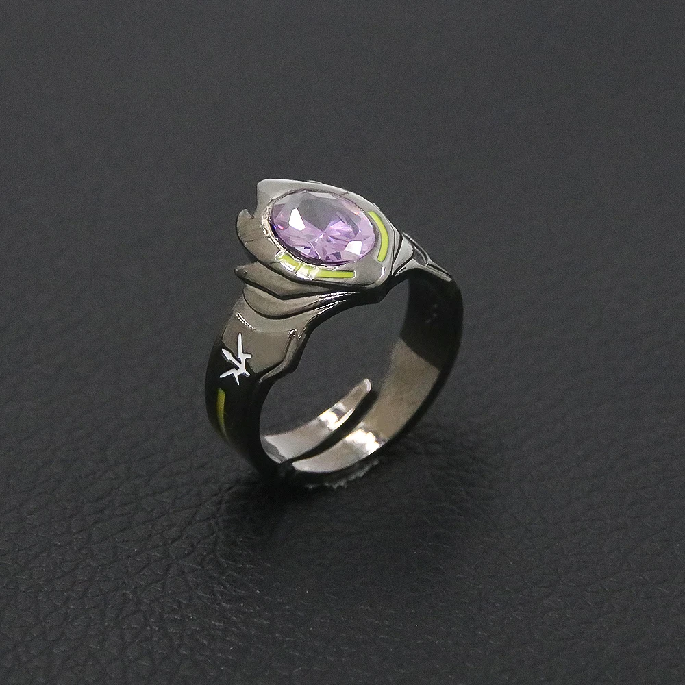 Anime Code Geass Purple Gemstone Metal Ring Opening Adjustable Black Knight Zero Rings Cosplay Props Jewelry Accessory Gifts