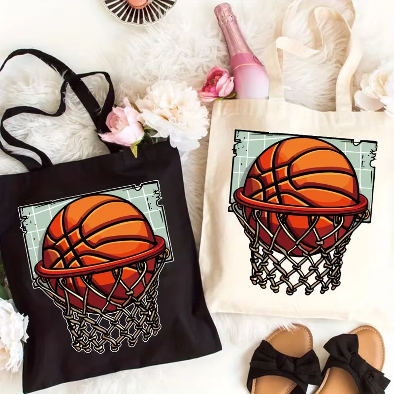 

March Madness Basketball Tote Bag Stylish with Red Basketball Outdoor Picnics, Parties, Travel, and Shopping, Sports Tote Bag
