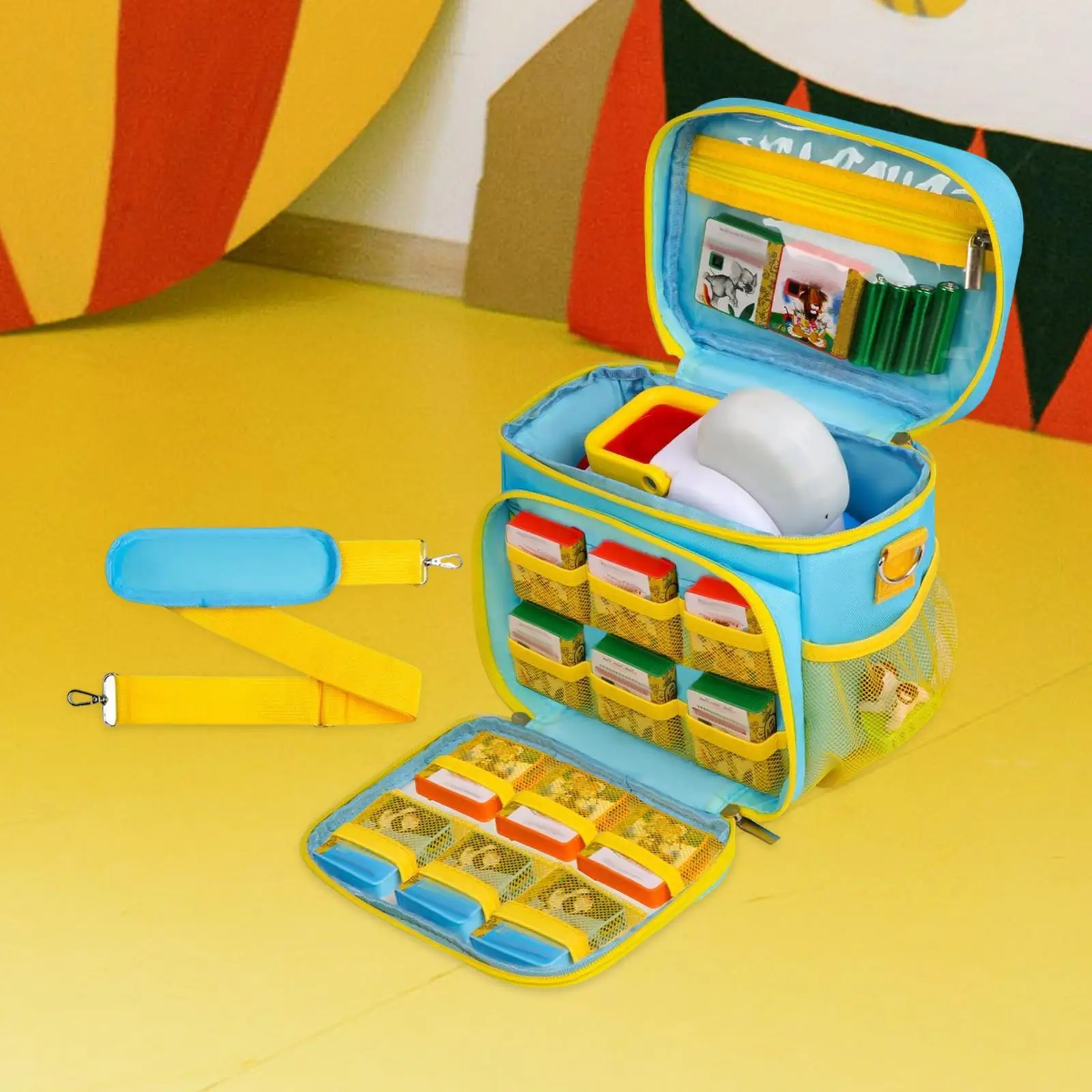 حقيبة آلة التعليم المبكر حقيبة ألعاب تعليمية تحمل حاوية قصة سفر محمولة 300D من قماش أكسفورد للسفر
