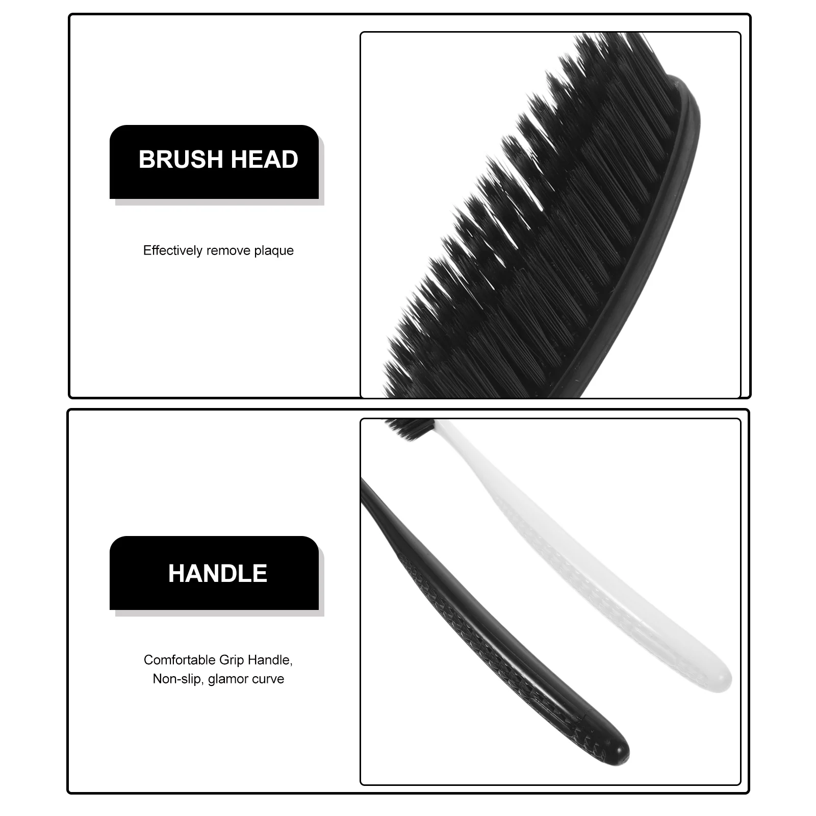 

4 Pcs Toothbrush Bamboo Charcoal Toothbrush Home Toothbrush with Head Box (Black and White) Style