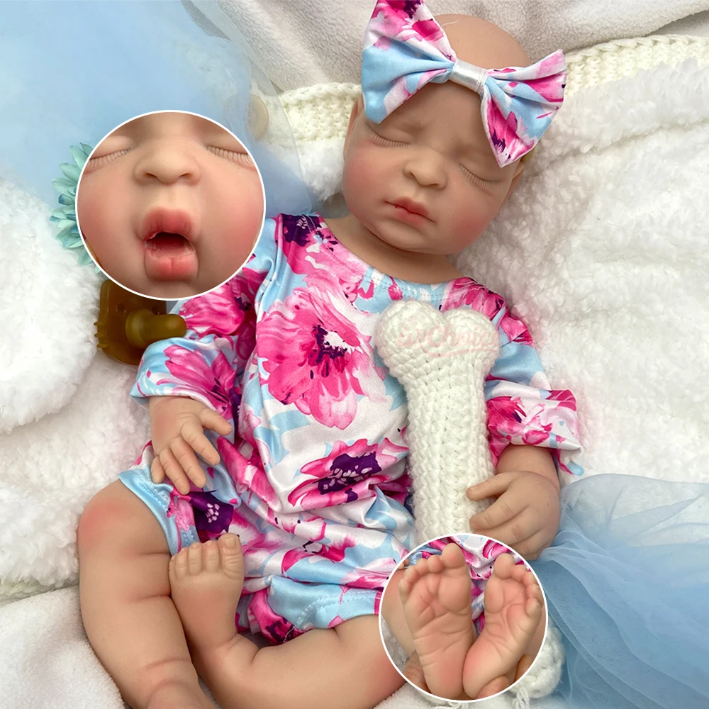 

17 Inch Full Body Silicone Reborn Baby Girl Can Use Pacifiers Realistic Newborn Model Teaching Doll for Prenatal Education