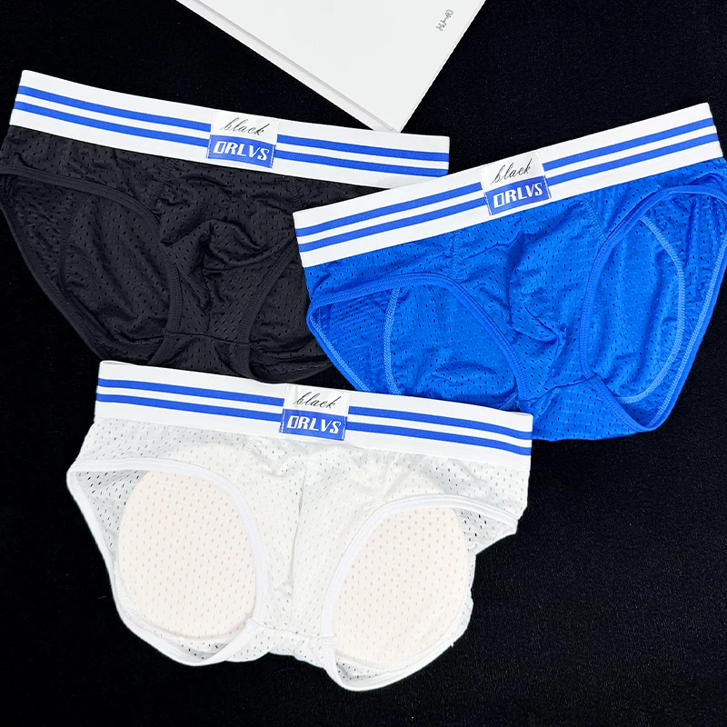 جديد الرجال بعقب رفع الملابس الداخلية مع منصات بعقب قابلة للإزالة تنفس مريحة عالية المرونة شبكة ملخصات للمؤخرة الطبيعية