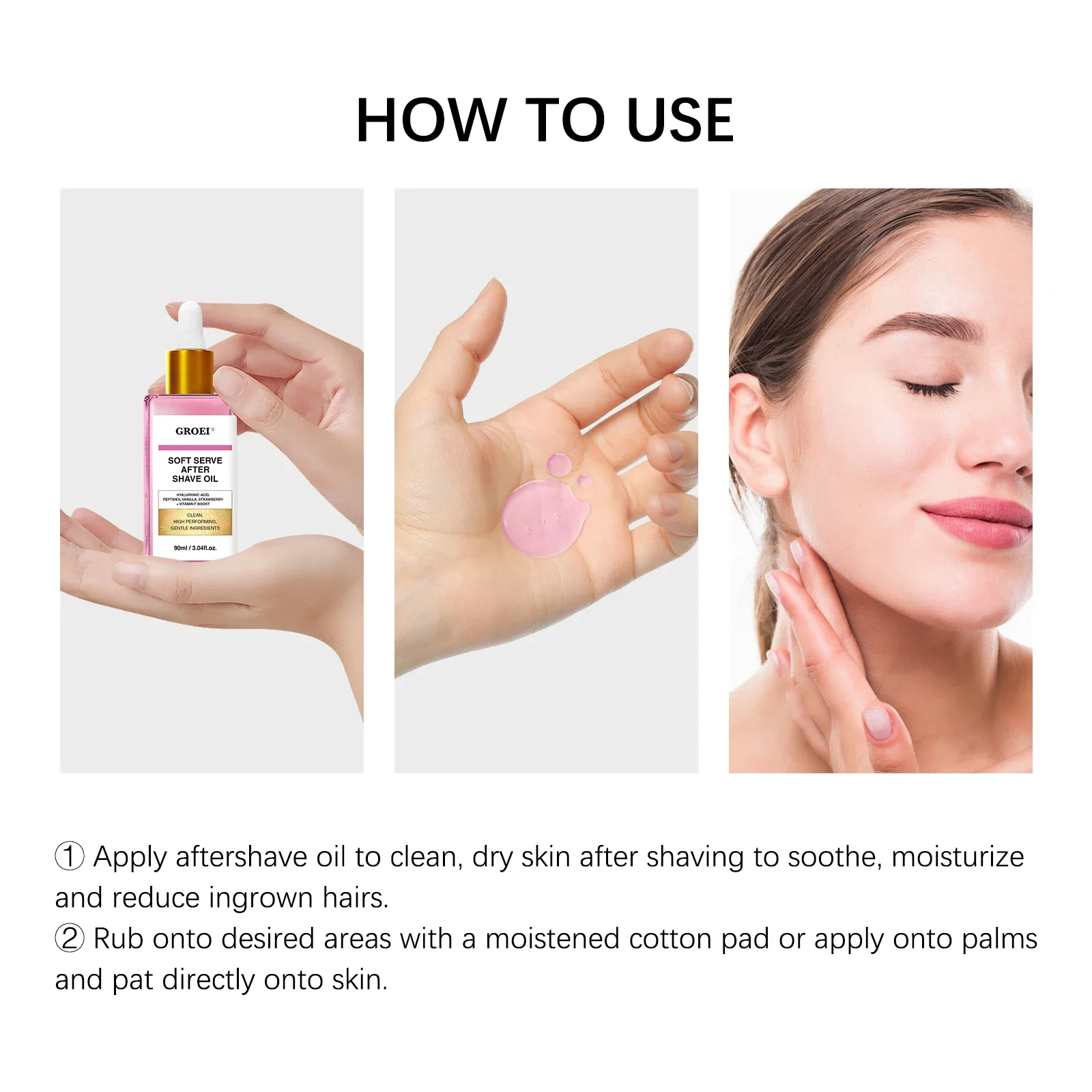 90 مللي فانيليا الفراولة لترطيب البشرة الناعمة، زيت الحلاقة الناعم، زيت الحلاقة بعد الإبط حقًا لجميع أنواع البشرة