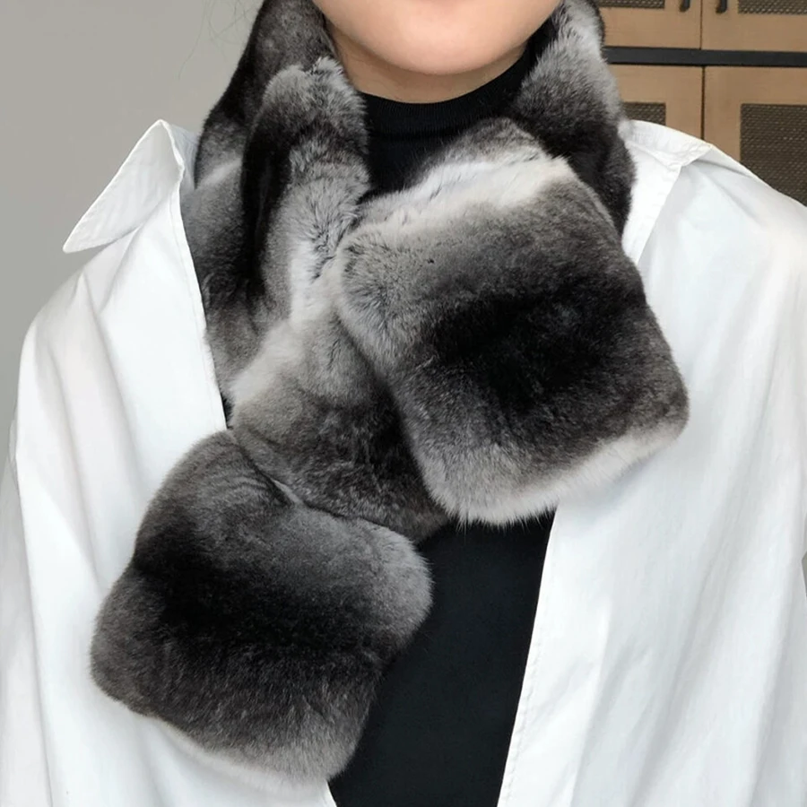 

Winter Scarf For Women Luxury Real Rex Rabbit Fur Scarf Natural Fur Accessory Best Selling Warm Genuine Fur Scarf