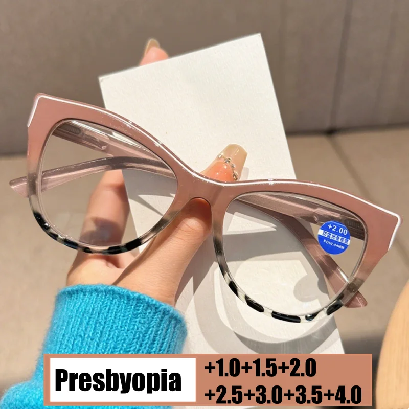 

Large Oversized Reading Glasses for Women Men Fashion Retro Far Sight Eyeglasses Trendy Popular Cat Eye Anti-blue Presbyopia
