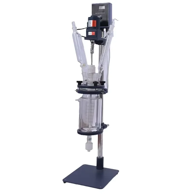 i 2L Mini Pyrolysis Bioreactor Double Jacket Lab Use Glass Reactor Featuring PLC Pump Motor Engine Pressure Vessel Digital