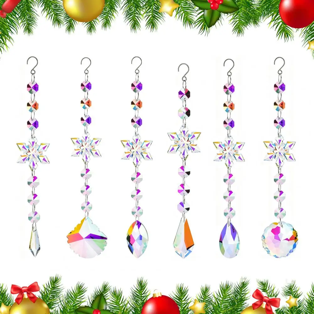 Crystal Suncatcher Christmas Tree Ornaments ,Snowflake Crystal Hanging Ornaments For Tree Party Decor Window Garden Decor