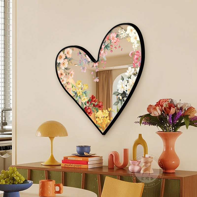 

Heart Hanging Mirror Luxury Funky Asymmetrical Irregular Aesthetic Girls Mirror Modern Decoration Spiegel Wand Home Products