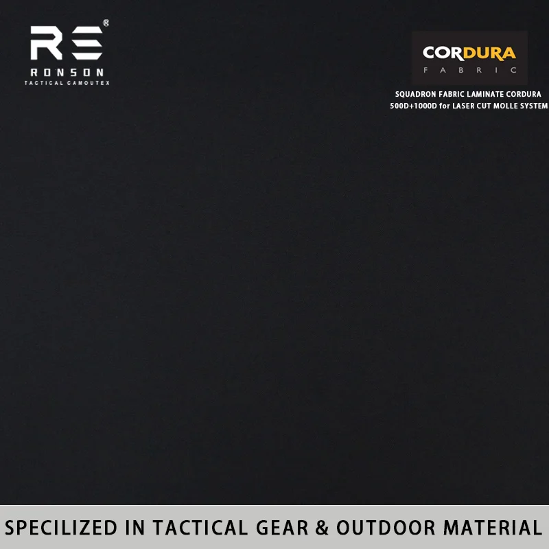 Black 500D+1000D Squadron Durable Cordura Laminated Combined Fabric Tactical Laminated Laser Cutted Fabric for Vests and Bags