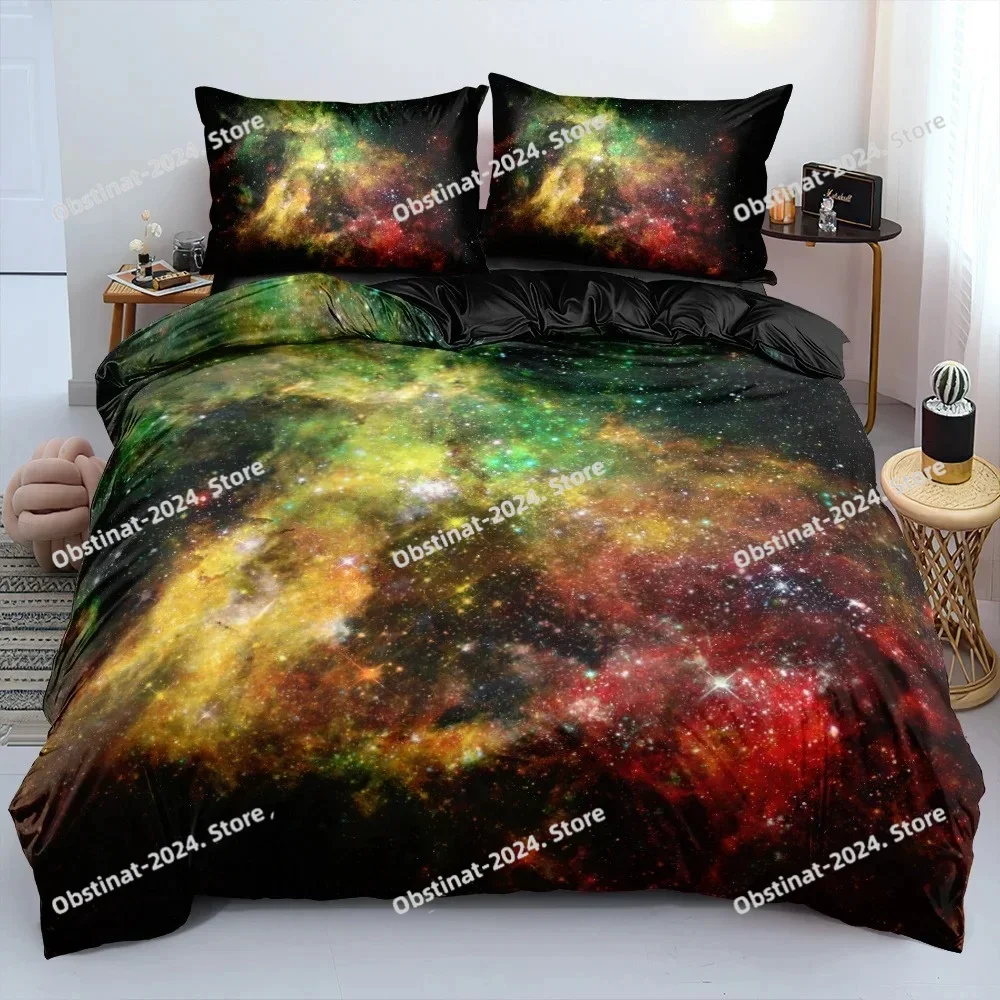 Luxury Galaxy Dark Blue Bedding Set Twin Full Queen King Size DuvetQuilt Cover Set Shining Stars Starry Sky Comforter Cover