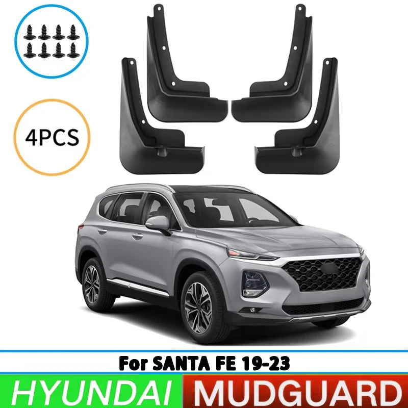 Para Hyundai Shengda Santa Fe 2019-2023 guardabarros de neumático de coche enrollado contra salpicaduras guardabarros de rueda delantera y trasera piezas de automóvil