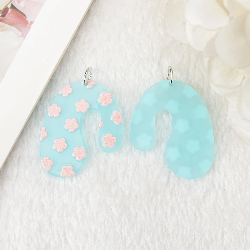 8 قطع سحر زهرة لطيفة الإبداعية الاكريليك الملونة الكرز ديزي جريل القرط قلادة قلادة DIY صنع الملحقات