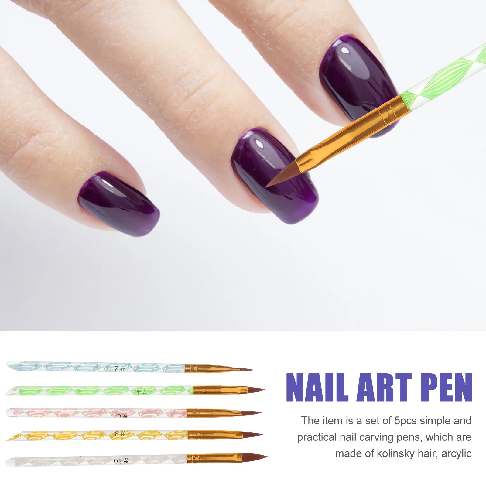 

Набор из 5 кистей для нейл-арта: нейлоновые, акриловые, для точной скульптурной росписи, для геля, для улучшения формы ногтей, для вырезания узоров, для демонстрации дизайна ногтей