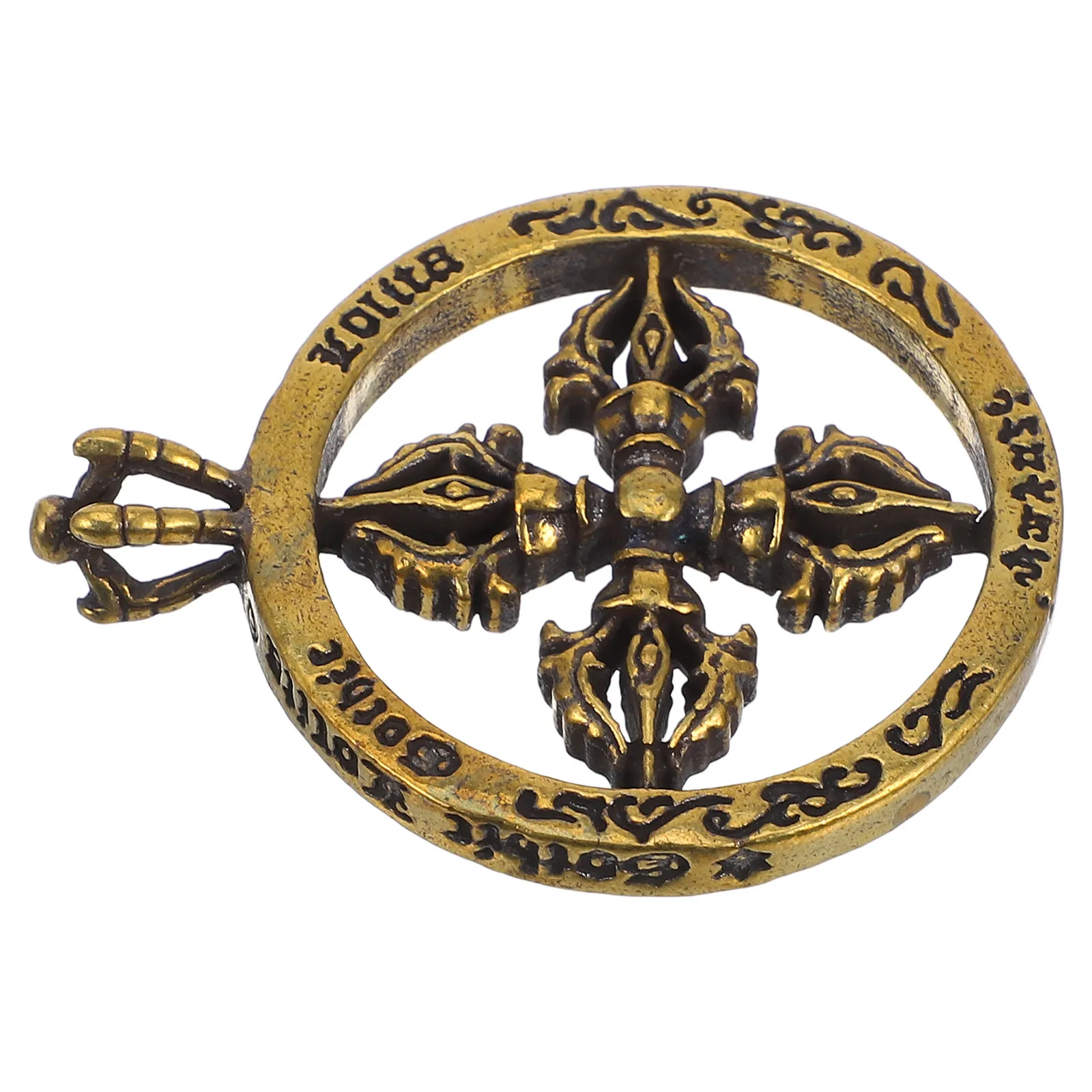 

Vintage Buddhist Vajra Pendant Retro Copper Keychain Hanging Decor Exquisite Religious Craft for Handbag Backpack Jewelry