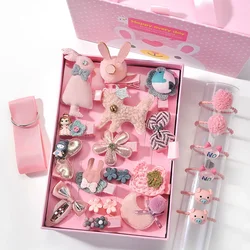 24pcs/Box New Children Cute Hair Accessories Set Baby Fabric Bow Flower Hairpins Barrettes Hair clips Girls Headdress Gift