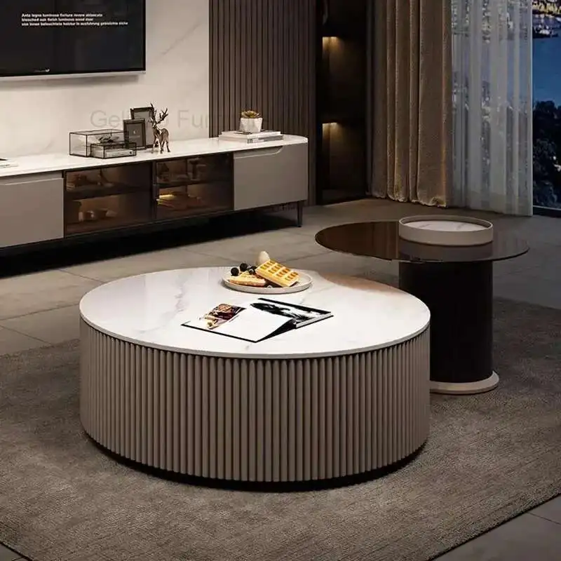 

Luxury Modern Coffee Table Minimalist Italian Aesthetic Round High Quality Service Writing Mesa Auxiliar Lounge Suite Furniture