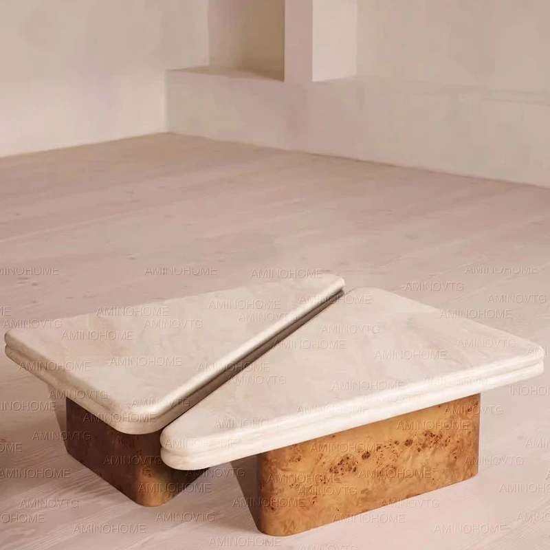 

Natural travertine cheese coffee table household medieval triangle coffee table