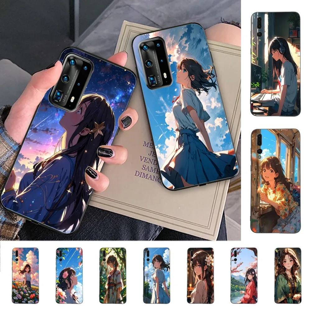 

INS Cartoon Girl Cute Clear Phone Case For Huawei P 8 9 10 20 30 40 50 Pro Lite Psmart Honor 10 Lite 70 Mate 20lite