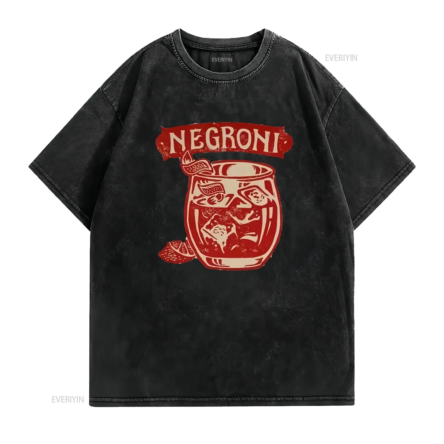J923 Happiness Negroni Cool T Shirt Summer Party vintage Washed graphic Slightly Breathable Stylish Stretched vintage Washed