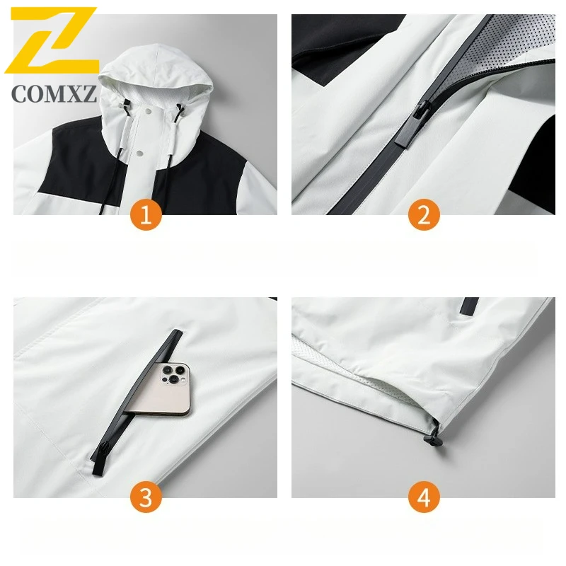 2025 Men's Jacket Korean Fashion Contrast Color Waterproof Soft Shell Windbreaker Casual Fishing Travel Coats Men Ski Apparel