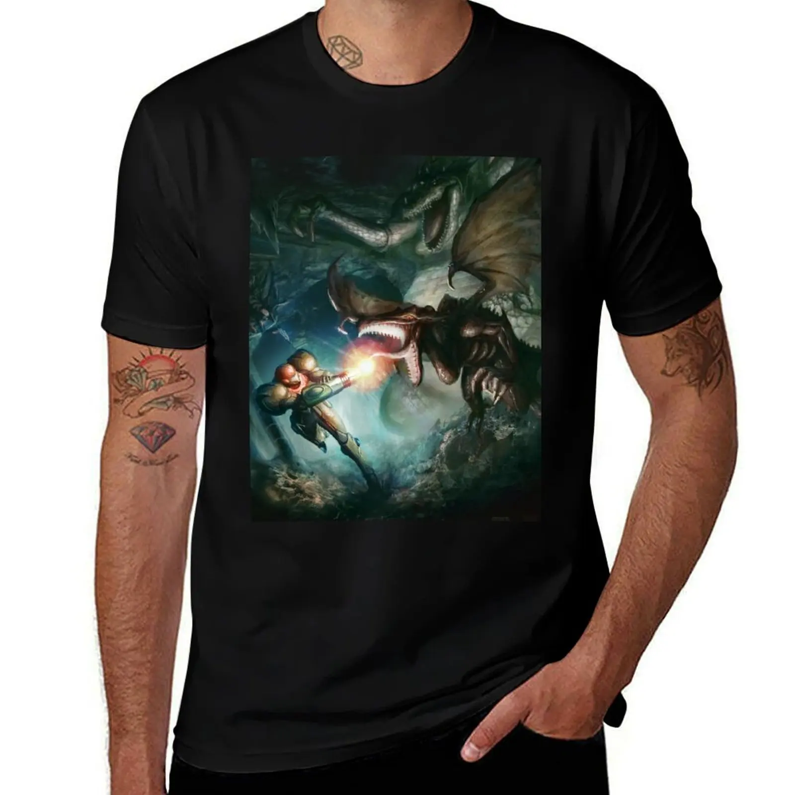 Samus Aran VS. Ridley - The Final Encounter T-Shirt Plus Size Basic Short Sleeve Top T-Shirt