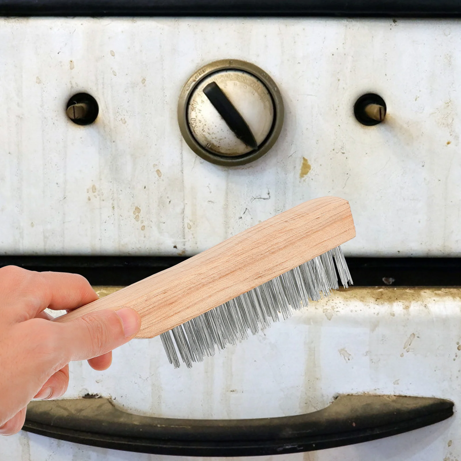 

1Pcs Steel Wire Brush Rust Removal Wire Bristle Wood Handle Cleaning Tools for Welding Slag Stains Heavy Duty Wood Handle