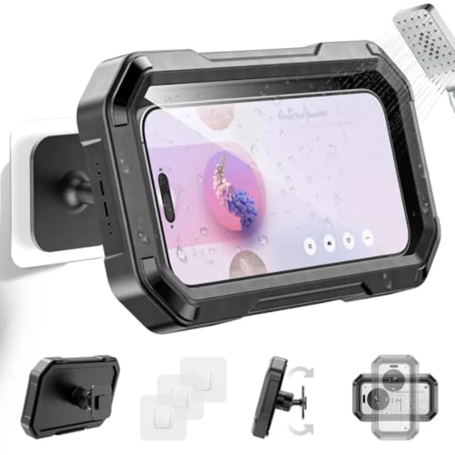 

Shower Phone Holder Waterproof - 360 Rotation Detachable Phone Case, Fully Enclosed High Touch Sensitive Design Wall Phone Moun