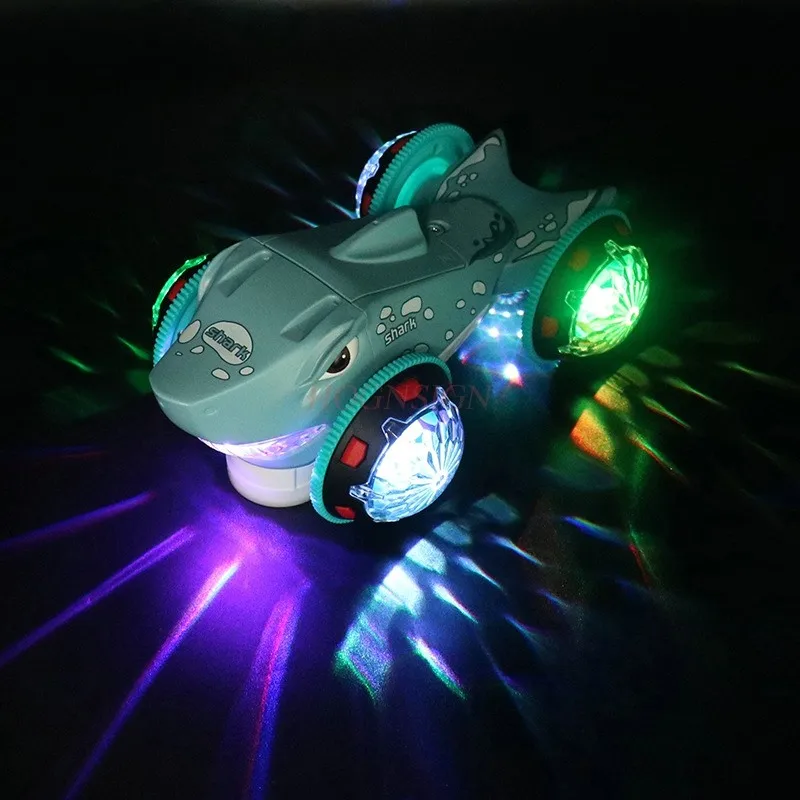 Electric universal shark stunt car drift 360 rotation shark sound and light car boy toy
