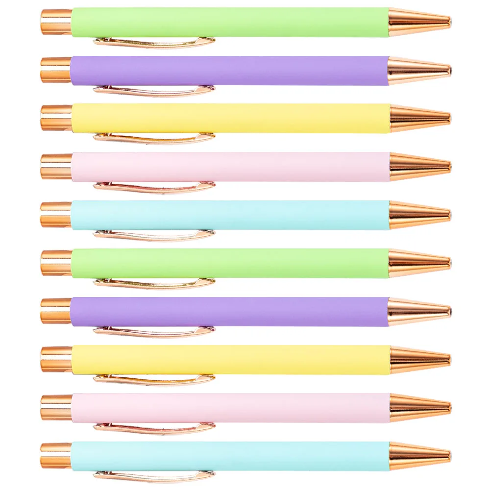 

10 Pcs Ballpoint Pens Smooth Writing Multicoloured Retractable Vintage Office Cute Metal School Student Mini
