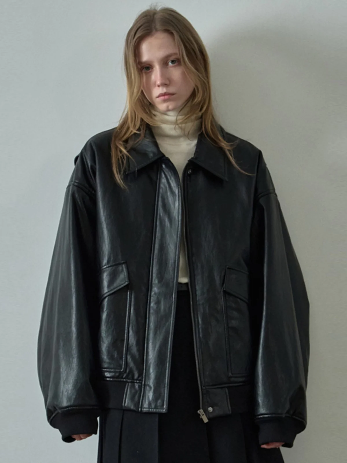 Jaet in pelle da donna Autunno Inverno Nuovo Sle Collo in pelliccia staccabile Cappotto classico oversize Anouk Yve Marca Long Sve PU Le...