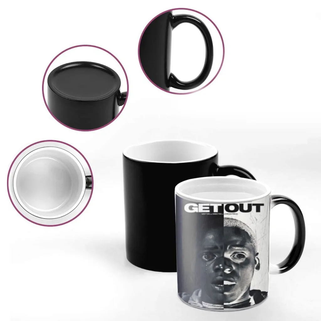 Horror Movie Get Out Classic Vintage Coffee Mugs Creativ Color Changing Milk Tea Cup Ceramic Magic Heat Sensitive Mug Gifts