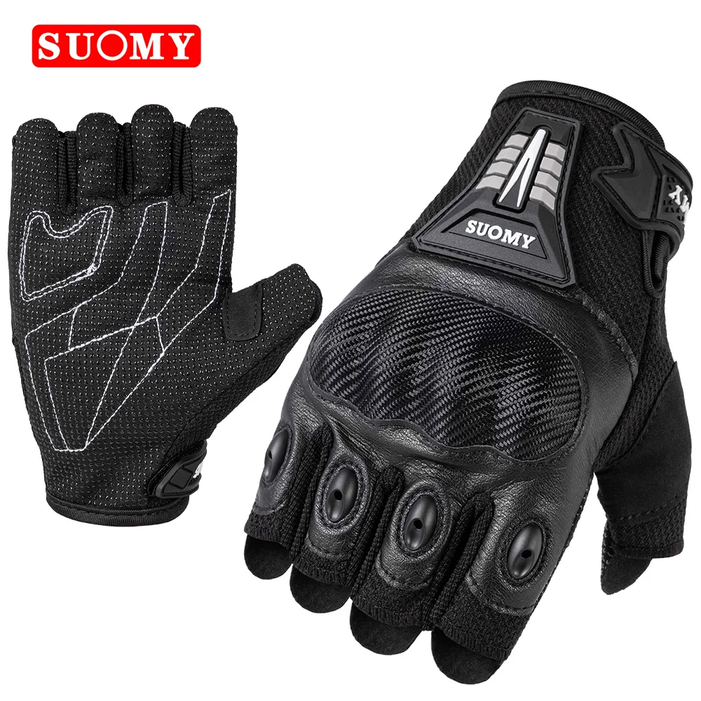 SUOMY Summer Men Half Finger Motorcycle Gloves Women Red Non-slip Motocross Racing Fingerless Gloves Moto Biker Cycling Gloves