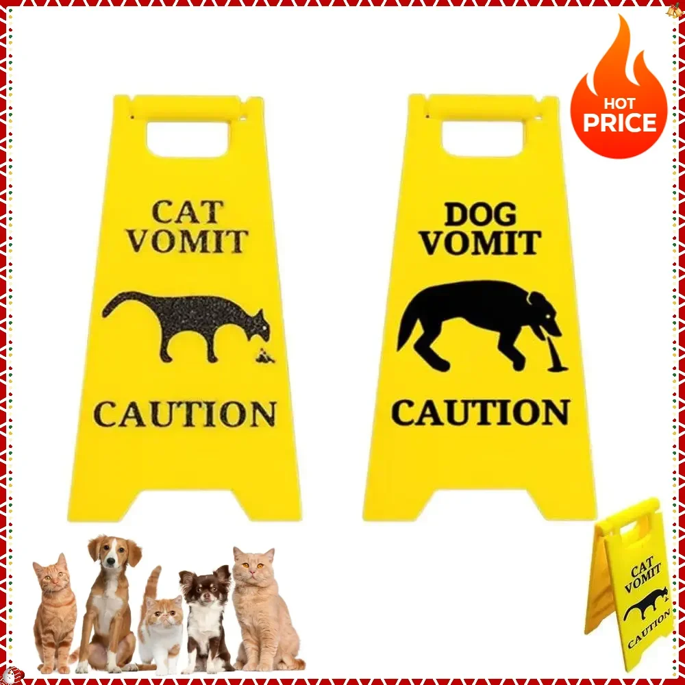 2025 New Funny Cat Vomit Sign Bright Yellow Gift Dog Vomit Sign Yard Signs