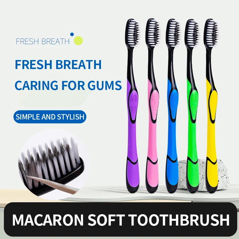 Bamboo Charcoal Soft Bristled Toothbrush Silicone Handle Anti Slip Toothbrush Portable Durable Adult Toothbrush Home Accessories