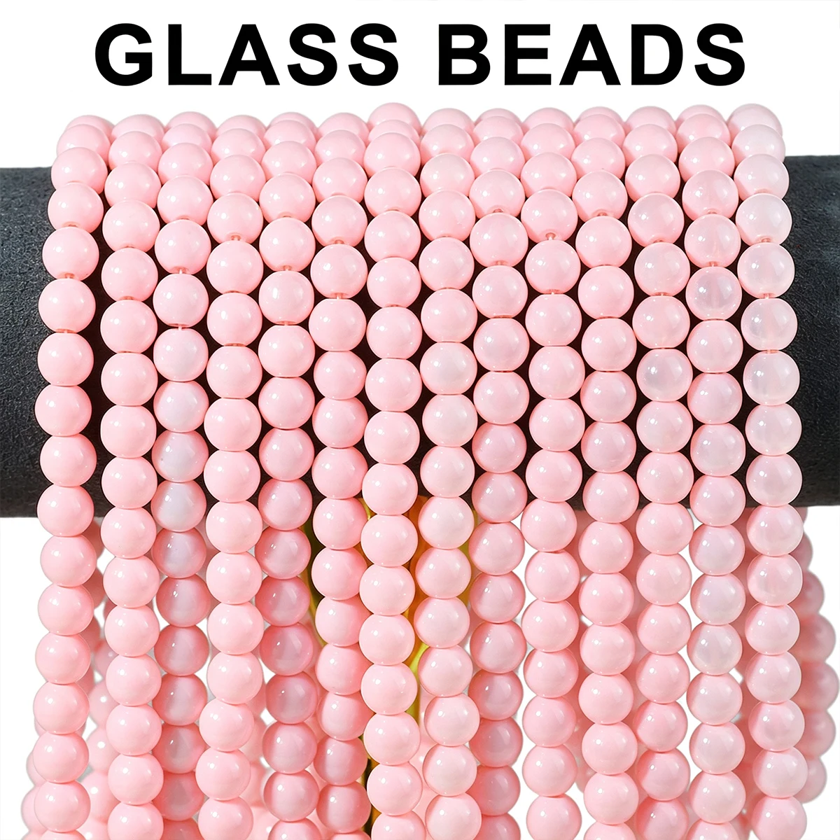 50-150Pcs 8mm Round Pink High Quality Glass Loose Beads for Making DIY Bracelets Necklaces Keychains Various Jewelry Accessories