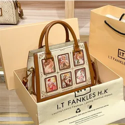 Borsa da donna di marca di lusso leggera 2024 nuova spalla a tracolla tenuta in mano di colore a contrasto di stilista originale di fascia alta ba