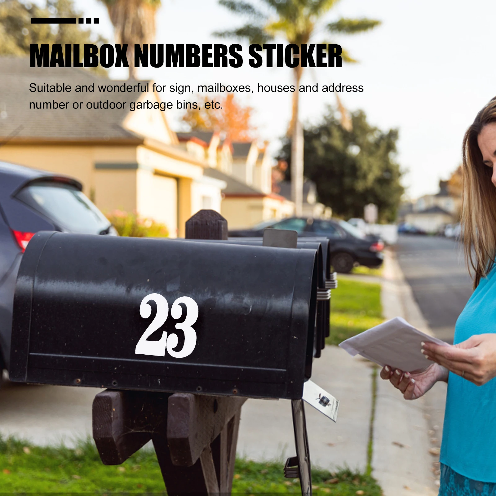 

Outdoor Mailbox Numbers Stickers Waterproof Durable PVC Self-Adhesive Decals Reflective for Doorplate Window Signs Stick on