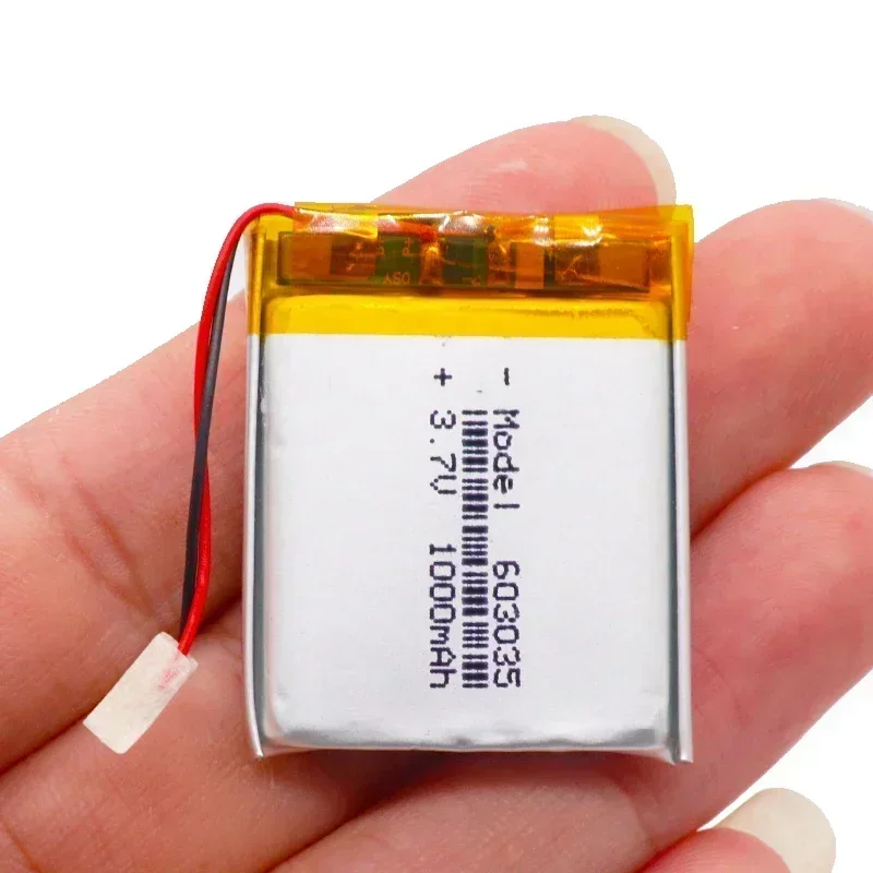 2pcs Polymer Battery 3.7V Lithium Polymer Battery 603035 1000mAh Game Machine MP3 MP4 MP5 Lithium Battery GPS Navigator